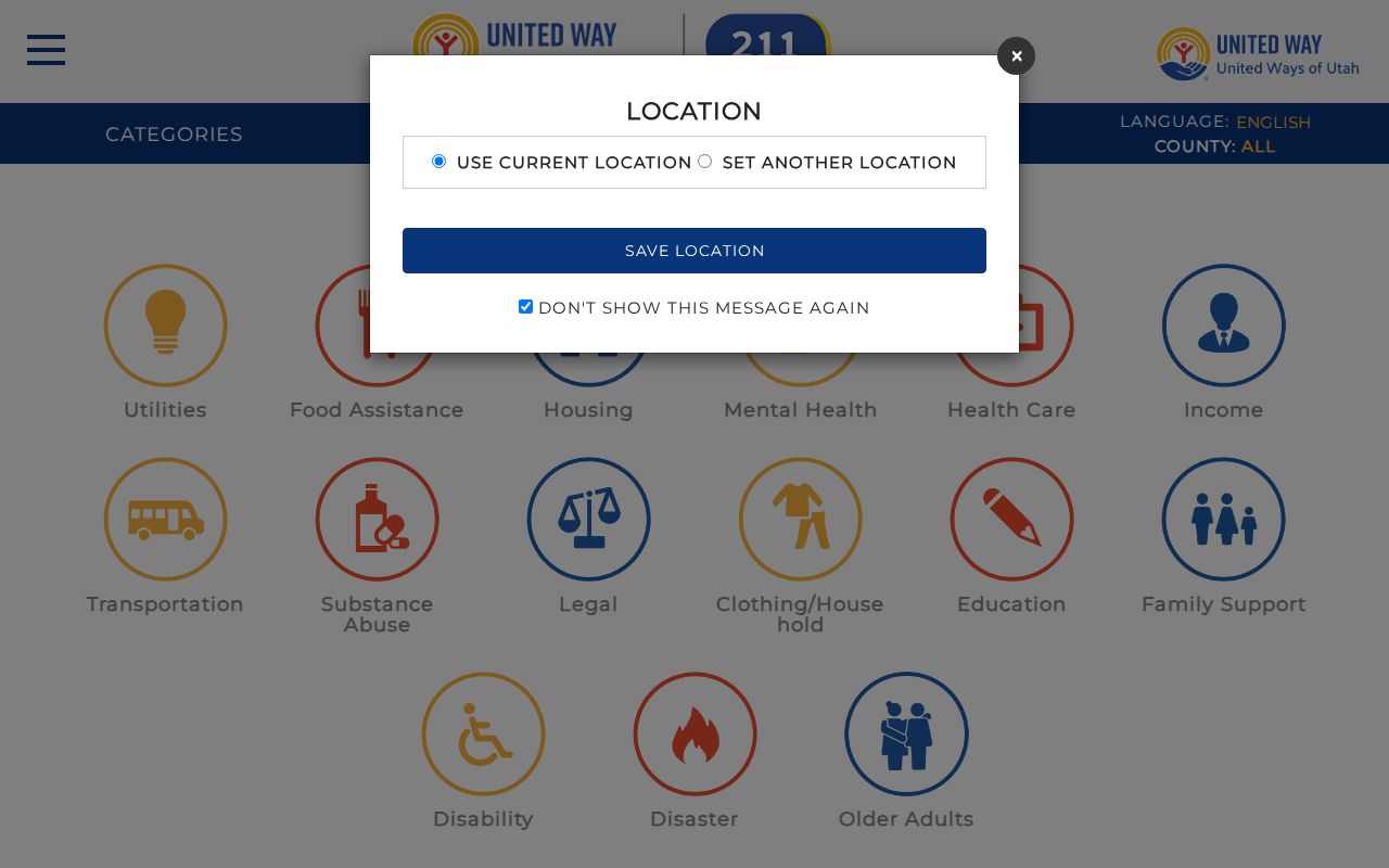 Utah 211 resource search used as a community Utah phone directory