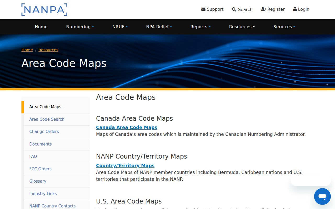 NANPA area code maps used to check Utah phone area codes